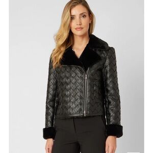 ADRIENNE LANDAU Black leather jacket. S/M $695. NWT.  MACYS
